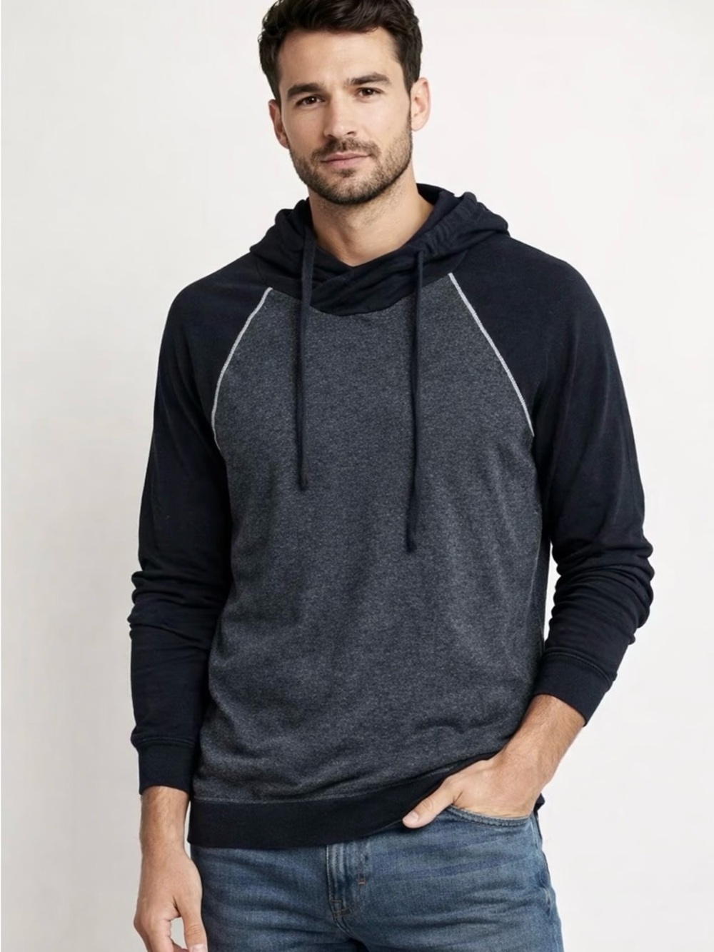 Express Two-Tone Black & Charcoal Pullover Hoodie